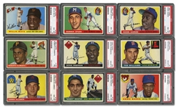 1955 TOPPS COMPLETE SET OF (206) RANKED #12 ON PSA REGISTRY WITH 8.0 GPA SET RATING