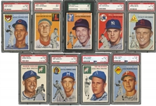 1954 TOPPS BASEBALL ALMOST COMPLETE SET (249/250) W/ (35) CARDS GRADED - INCL. BANKS (SGC 82), KALINE (PSA 6), WILLIAMS (PSA 5MC) - MISSING AARON