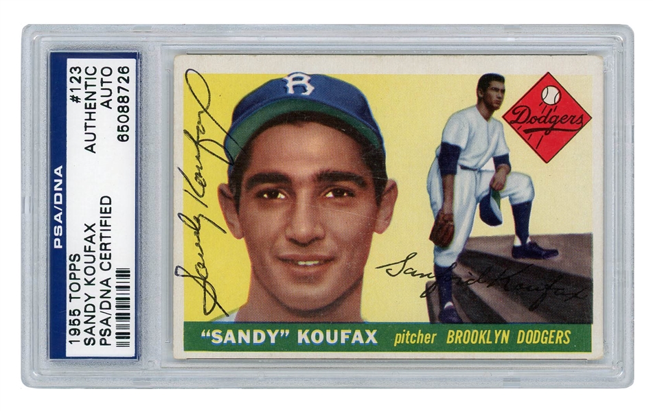1955 TOPPS #123 SANDY KOUFAX AUTOGRAPHED ROOKIE - PSA/DNA AUTH