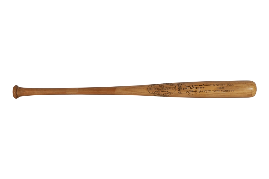 1960 WHITEY FORD GAME ISSUED & SIGNED WORLD SERIES BAT - PSA/DNA, FORD LETTER OF PROVENANCE, BECKETT LOA
