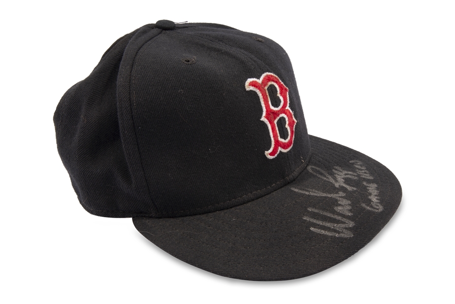 WADE BOGGS BOSTON RED SOX GAME-USED AUTOGRAPHED BASEBALL CAP - #26 MARKED INSIDE BILL OF CAP - BOGGS LOA