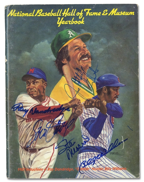 1987 BASEBALL HALL OF FAME YEARBOOK SIGNED BY 28 LEGENDS - JSA LOA