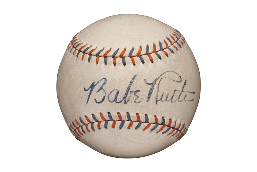 OUTSTANDING EARLY 1930S BABE RUTH SINGLE SIGNED "HOME RUN SPECIAL" BASEBALL - JSA & BECKETT LOA