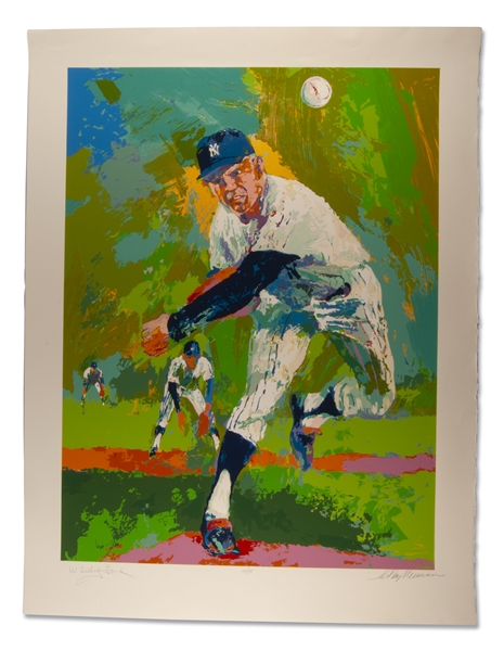 LARGE WHITEY FORD AUTOGRAPHED LEROY NEIMAN 27x28 LIMITED EDITION SERIGRAPH - PSA/DNA LOA