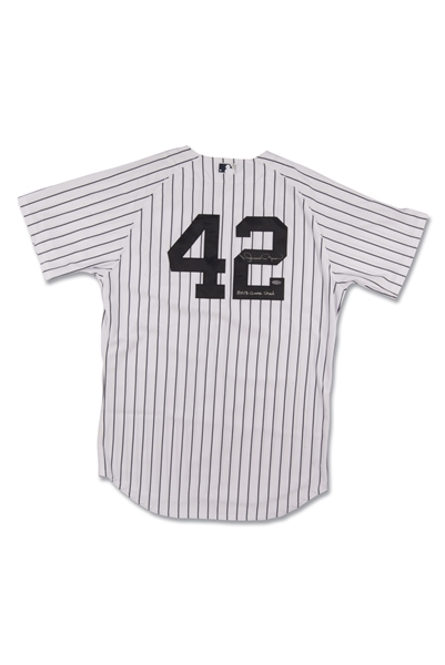 2013 MARIANO RIVERA GAME WORN, SIGNED & INSCRIBED NEW YORK YANKEES HOME JERSEY USED ON 5/4/2013 (STEINER LOA, MLB AUTH, BECKETT)