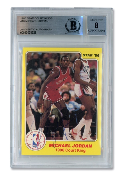 FINELY PENNED MJ SIGNED 1986 STAR COMPANY COURT KINGS #18 MICHAEL JORDAN - BAS 8