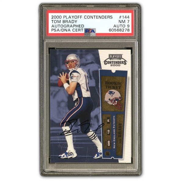 2000 PLAYOFF CONTENDERS #144 TOM BRADY AUTOGRAPHED ROOKIE - PSA NM 7, AUTO 9