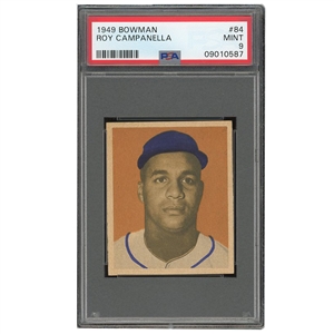 SCARCE 1949 BOWMAN #84 ROY CAMPANELLA ROOKIE - PSA MINT 9 - ONLY TWO GRADED HIGHER!