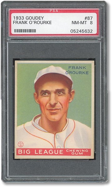 1933 GOUDEY #87 FRANK OROURKE - PSA NM-MT 8 - ONLY ONE GRADED HIGHER