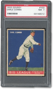 1933 GOUDEY #103 EARLE COMBS - PSA NM-7