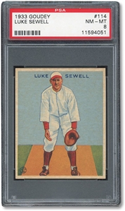 1933 GOUDEY #114 LUKE SEWELL - PSA NM-MT 8 - ONLY ONE GRADED HIGHER