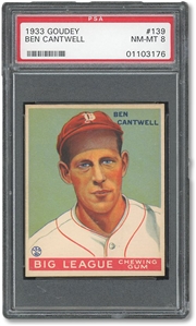 1933 GOUDEY #139 BEN CANTWELL - PSA NM-MT 8 - NONE GRADED HIGHER