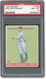1933 GOUDEY #146 WALTER STEWART - PSA NM-MT 8 - ONLY ONE GRADED HIGHER