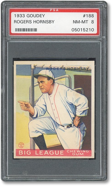 1933 GOUDEY #188 ROGERS HORNSBY - PSA NM-MT 8