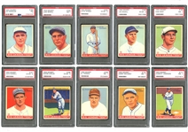 1933 GOUDEY STARTER SET OF (59) SPANNING FROM #162 THRU #240 - ALL PSA GRADED - MOSTLY EX-MT 6, NM 7 & FOUR EX 5