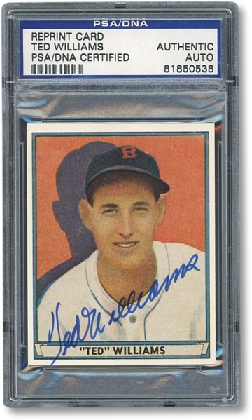 TED WILLIAMS AUTOGRAPHED 1941 PLAY BALL REPRINT BASEBALL CARD - PSA/DNA AUTHENTIC