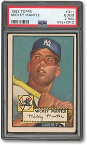 1952 TOPPS #311 MICKEY MANTLE - PSA GD 2(MC) 