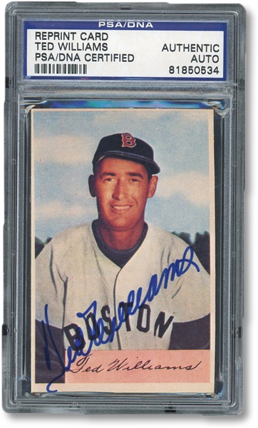 TED WILLIAMS AUTOGRAPHED 1954 BOWMAN REPRINT BASEBALL CARD - PSA/DNA AUTHENTIC