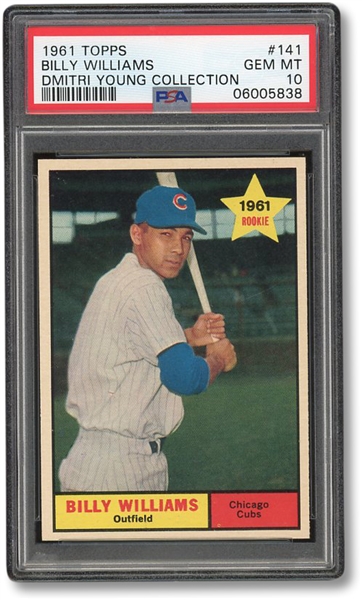 1961 TOPPS #141 BILLY WILLIAMS ROOKIE - PSA GEM MINT 10 - POP OF 2! DMITRI YOUNG COLLECTION