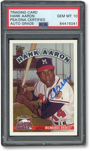 2000 TOPPS HANK AARON ATLANTA ALL STAR GAME LIMITED EDITION (1/4) AUTOGRAPHED BASEBALL CARD - PSA/DNA GEM MINT 10 AUTO 