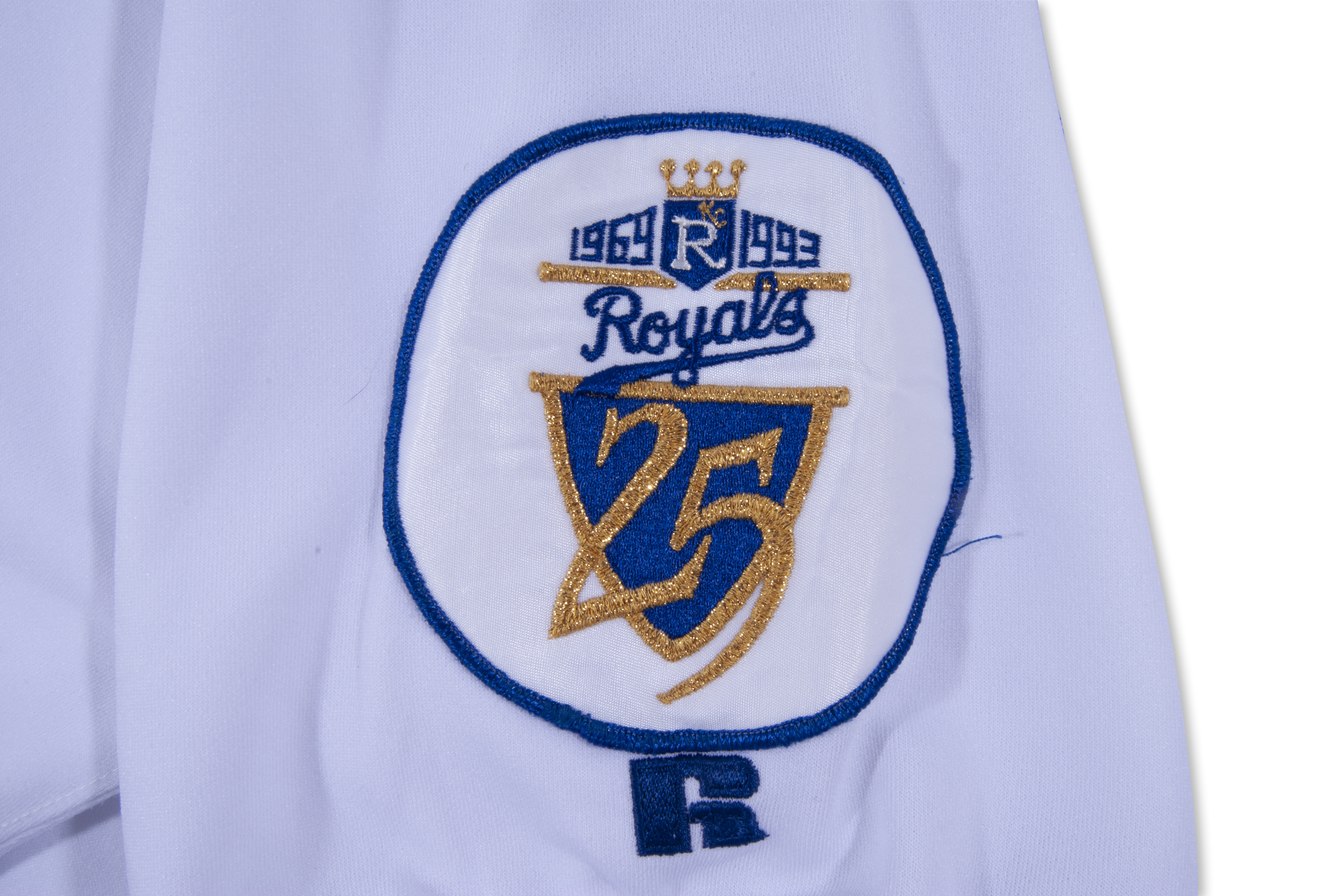 Lot Detail - 1993 DENNIS RASMUSSEN KANSAS CITY ROYALS SIGNED GAME WORN HOME  JERSEY WITH ROYALS 25TH ANNIVERSARY SLEEVE PATCH & EMK (FOUNDING OWNER  EWING KAUFMAN) TRIBUTE PATCH - BECKETT COA/RASMUSSEN LETTER