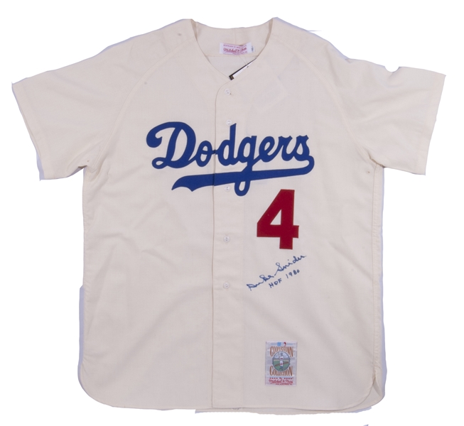 DUKE SNIDER SIGNED AND INSCRIBED BROOKLYN DODGERS MITCHELL & NESS THROWBACK JERSEY - BECKETT COA