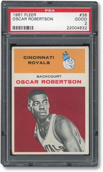 1961 FLEER #36 OSCAR ROBERTSON ROOKIE CARD - PSA GOOD 2
