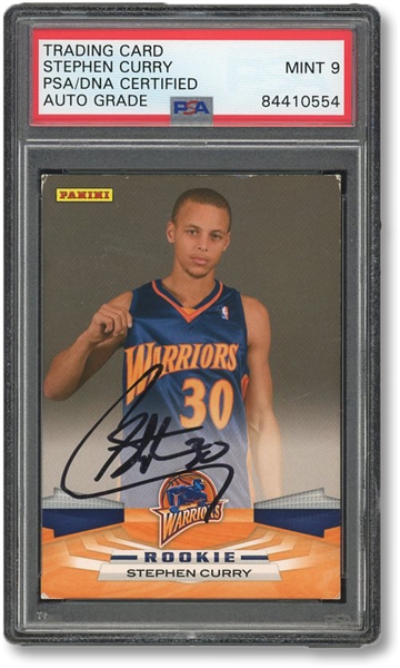 VERY RARE AND HISTORIC STEPHEN CURRY 2009 PANINI #SCU NEXT DAY PERSONAL EDITION AUTOGRAPHED ROOKIE CARD - PSA/DNA MINT 9