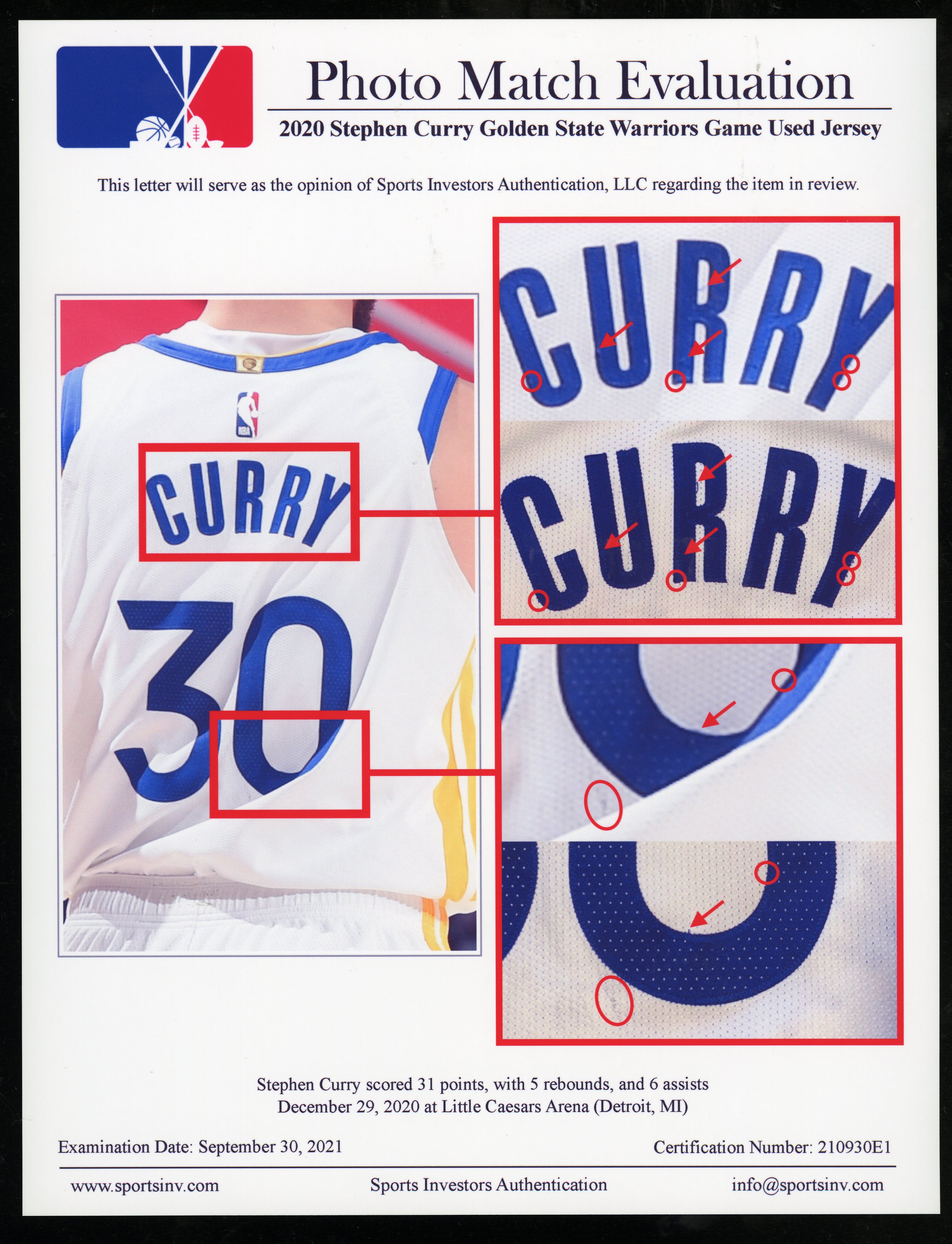 Stephen Curry 2021 Game Worn and Signed Golden State Warriors Jersey