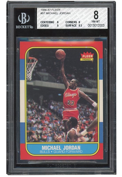 1986 FLEER #57 MICHAEL JORDAN - BGS NM-MT 8 