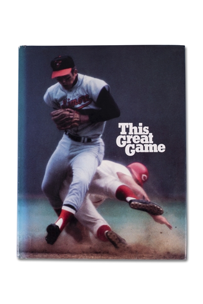 1971 THIS GREAT GAME AUTOGRAPHED BASEBALL COFFEE TABLE BOOK - DOZENS OF VINTAGE SIGNATURES INC. STUNNING ROBERTO CLEMENTE IN FOLD OUT, AARON, MAYS, ROSE - OBTAINED AT 71 ALL-STAR GAME - PSA/DNA LOA