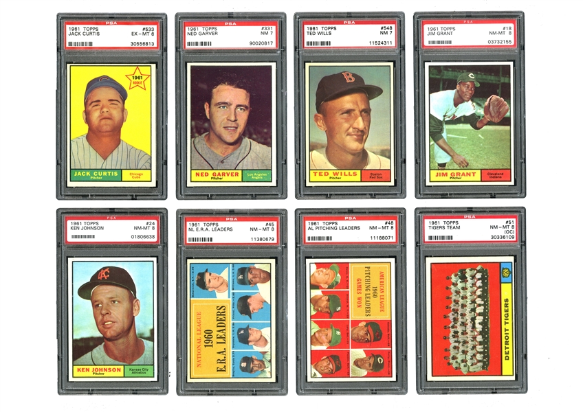 LARGE GROUP OF (43) 1961 TOPPS COMMONS GRADING FROM PSA 6 TO PSA 9 