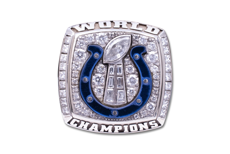 2006 INDIANAPOLIS COLTS SUPER BOWL XLI WORLD CHAMPIONSHIP 14K GOLD AND DIAMONDS RING PRESENTED TO ASSISTANT ATHLETIC TRAINER DAVID WALSTON