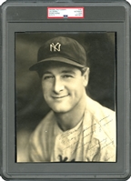 HISTORICAL 1930S SIGNED AND INSCRIBED LOU GEHRIG ORIGINAL PHOTOGRAPH BY GEORGE BURKE - PERSONALIZED FROM GEHRIG TO EARLE COMBS - EARLE COMBS FAMILY COLLECTION - PSA/DNA TYPE 1