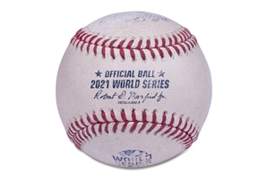 DANSBY SWANSONS 2-RUN HOME RUN BASEBALL FROM FINAL GAME OF THE 2021 WORLD SERIES - LETTER OF PROVENANCE