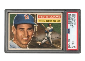 1956 TOPPS #5 TED WILLIAMS (WHITE BACK) - BOSTON RED SOX - PSA VG-EX 4