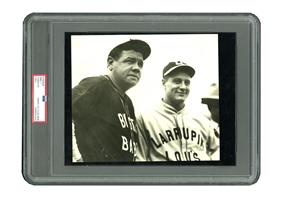 CLASSIC BABE RUTH & LOU GEHRIG BARNSTORMING ATTRIBUTED TO 1927/1928 7 1/4" X 8 1/4" ORIGINAL PHOTOGRAPH - PSA/DNA TYPE II 