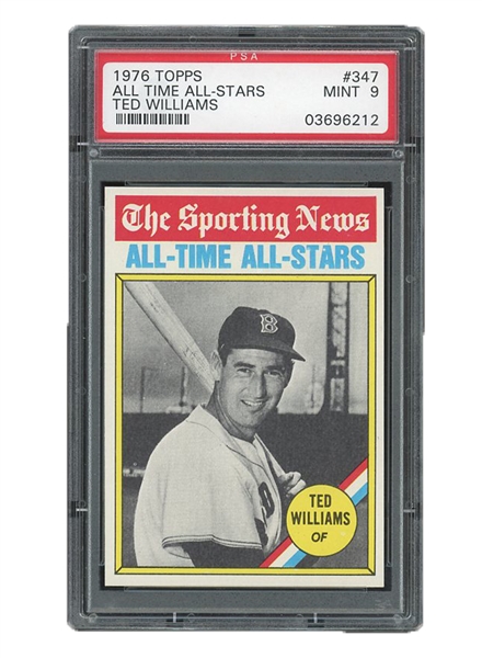 1976 TOPPS #347 ALL TIME ALL-STARS TED WILLIAMS - PSA MINT 9