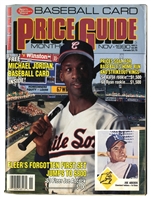CLASSIC MOMENT IN THE HOBBY! - NOV 1990 SPORTS COLLECTORS DIGEST MONTHLY PRICE GUIDE MAGAZINE - MICHAEL JORDAN WHITE SOX COVER - RARE INTACT JORDAN BASEBALL CARD INSERT