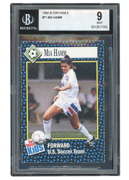 SIGNIFICANT 1992 SPORTS ILLUSTRATED FOR KIDS #71 MIA HAMM ROOKIE CARD - SOCCER LEGEND - BGS MINT 9