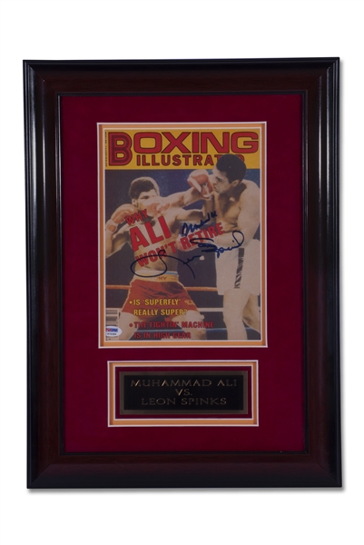 MUHAMMAD ALI AUTOGRAPHED BOXING ILLUSTRATED IN FRAME DISPLAY - PSA/DNA, BECKETT 10 AUTO