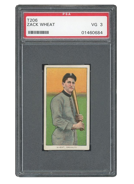 1909-11 T206 SWEET CAPORAL ZACK WHEAT - PSA VG 3