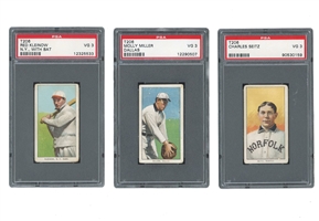 TRIO OF 1909-11 T206 PIEDMONT INCLUDING CHARLES SEITZ, MOLLY MILLER DALLAS & RED KLEINOW N.Y. WITH BAT - ALL PSA VG 3, 