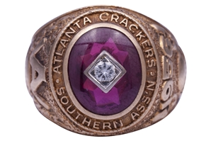 1956 ATLANTA CRACKERS 10K GOLD W/DIAMOND SOUTHERN ASSOCIATION CHAMPIONSHIP RING