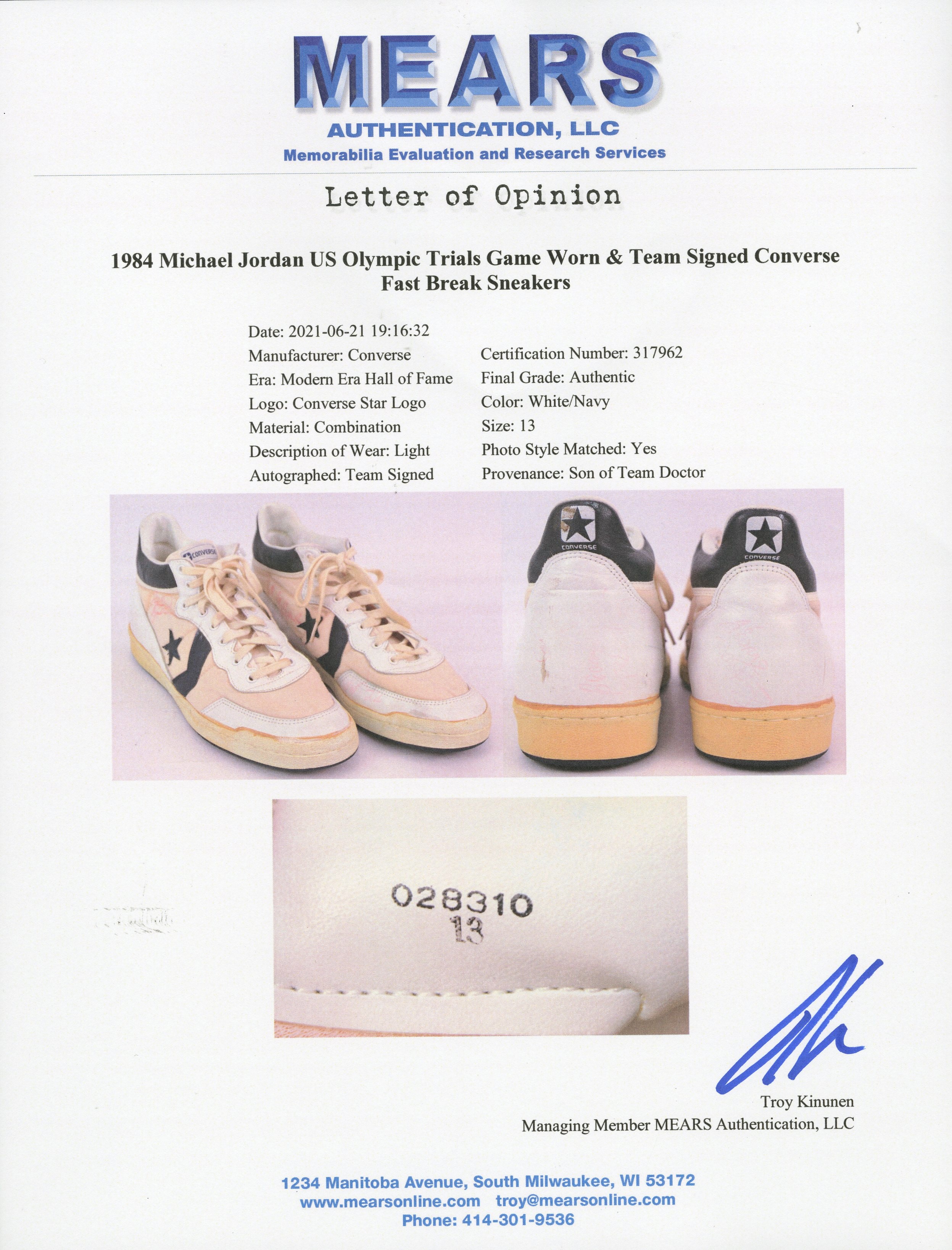 Michael Jordan's Converse All Stars from the 1984 Olympic Trials