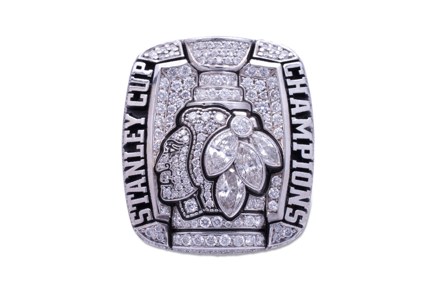2010 CHICAGO BLACKHAWKS STANLEY CUP CHAMPIONSHIP RING - 14K GOLD WITH DIAMONDS AND RUBIES