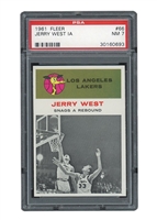 1961 FLEER #66 JERRY WEST IN ACTION ROOKIE - PSA NM 7