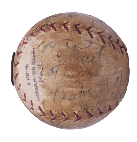 NEW YORK YANKEES LEGENDS MULTI-SIGNED BASEBALL INCLUDING RUTH, MANTLE, & MANY MORE - BECKETT LOA