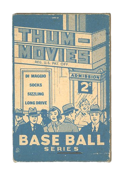 UNIQUE 1937 GOUDEY THUM-MOVIES #4 DIMAGGIO SOCKS SIZZLING LONG DRIVE 2" X 3" BOOKLET