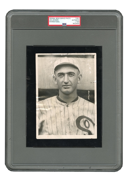1920 MOST IMPORTANT & HISTORIC SHOELESS JOE JACKSON "BASEBALL CROOK" ORIGINAL PHOTOGRAPH - EXTREME RARITY PUBLISHED AFTER BLACK SOX SCANDAL - ONE OF HIS MOST FAMOUS IMAGES - PSA/DNA TYPE 1